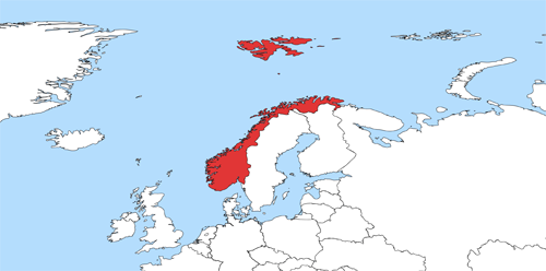 Weltkarte Norwegisch